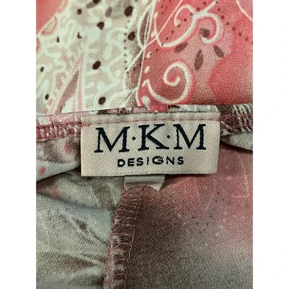 MKM Designs Dress Womens 1X Pink Brown Paisley Spaghetti Strap Bow Made USA - Picture 10 of 12